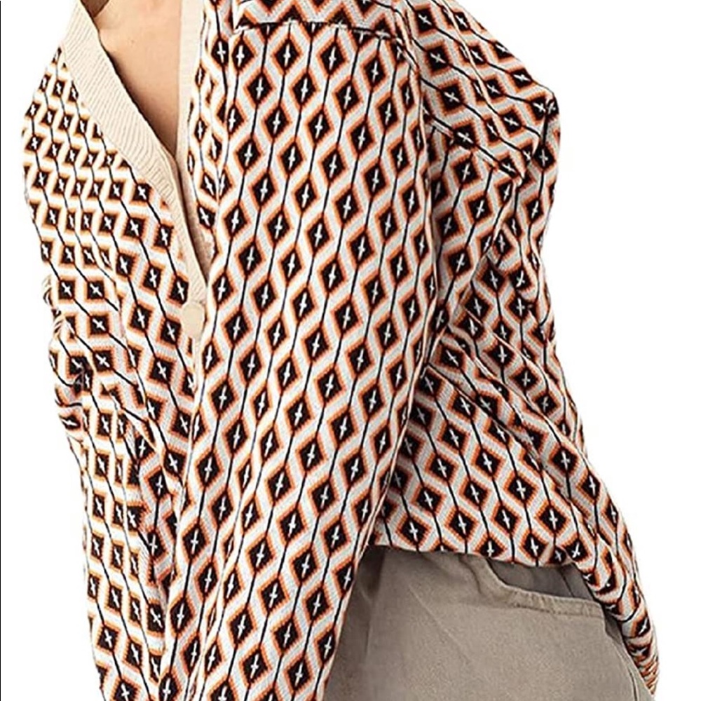 Women Oversized Buttons Down V-Neck Knit Sweater size S